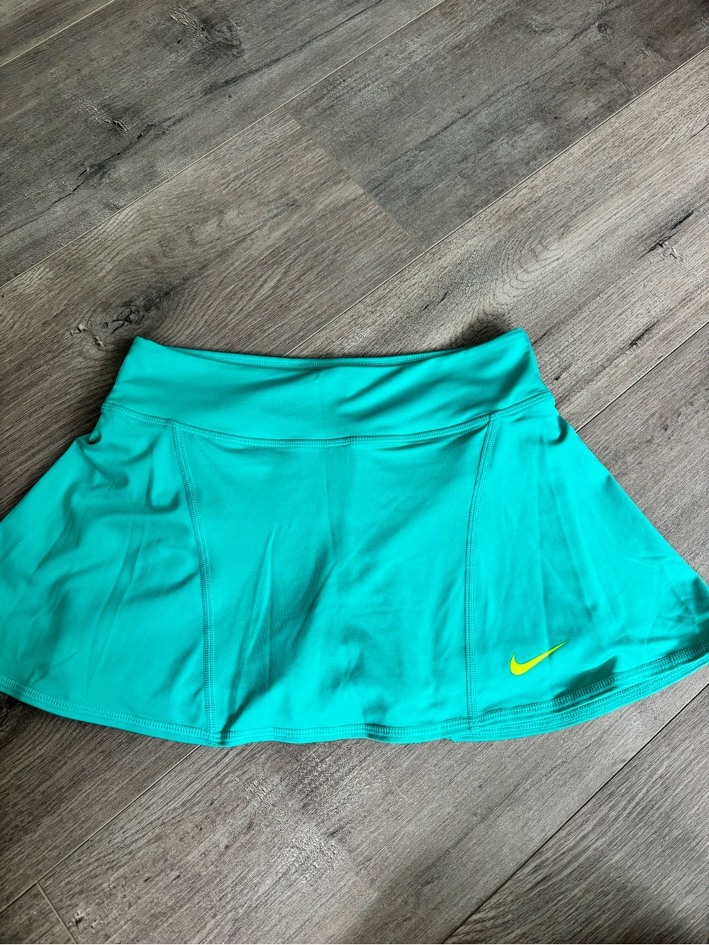 Nike Women's Teal Skater Skirt with Yellow Swoosh